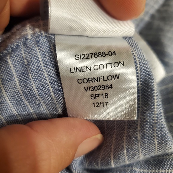 GAP Men's Casual Blue Linen Blend Horizontal Striped Button Up SZ:L - Picture 8 of 9